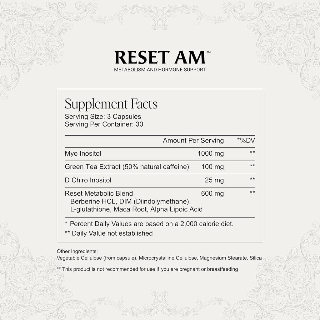 Paulina FITNESS Reset AM Metabolism and Hormone Support Supplement | Appetite Regulation, Metabolism Support, Enhanced Energy and Mood, Hormones | for Holistic Wellness | 90 Capsules