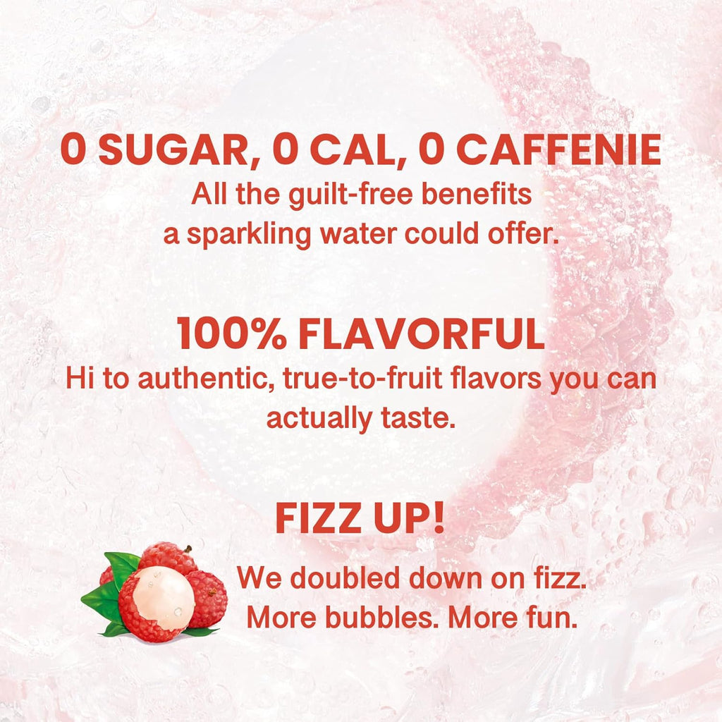 CHI FOREST Sparkling Water Beverage, Lychee & Orange drinks, Zero Sugar or Artificial Flavor, 11.16 fl oz Cans (Pack of 12)