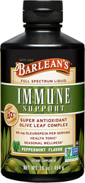 Barlean's Peppermint Olive Leaf Complex Liquid Immune Support Supplement, 95mg Oleuropein Antioxidants, 16 oz