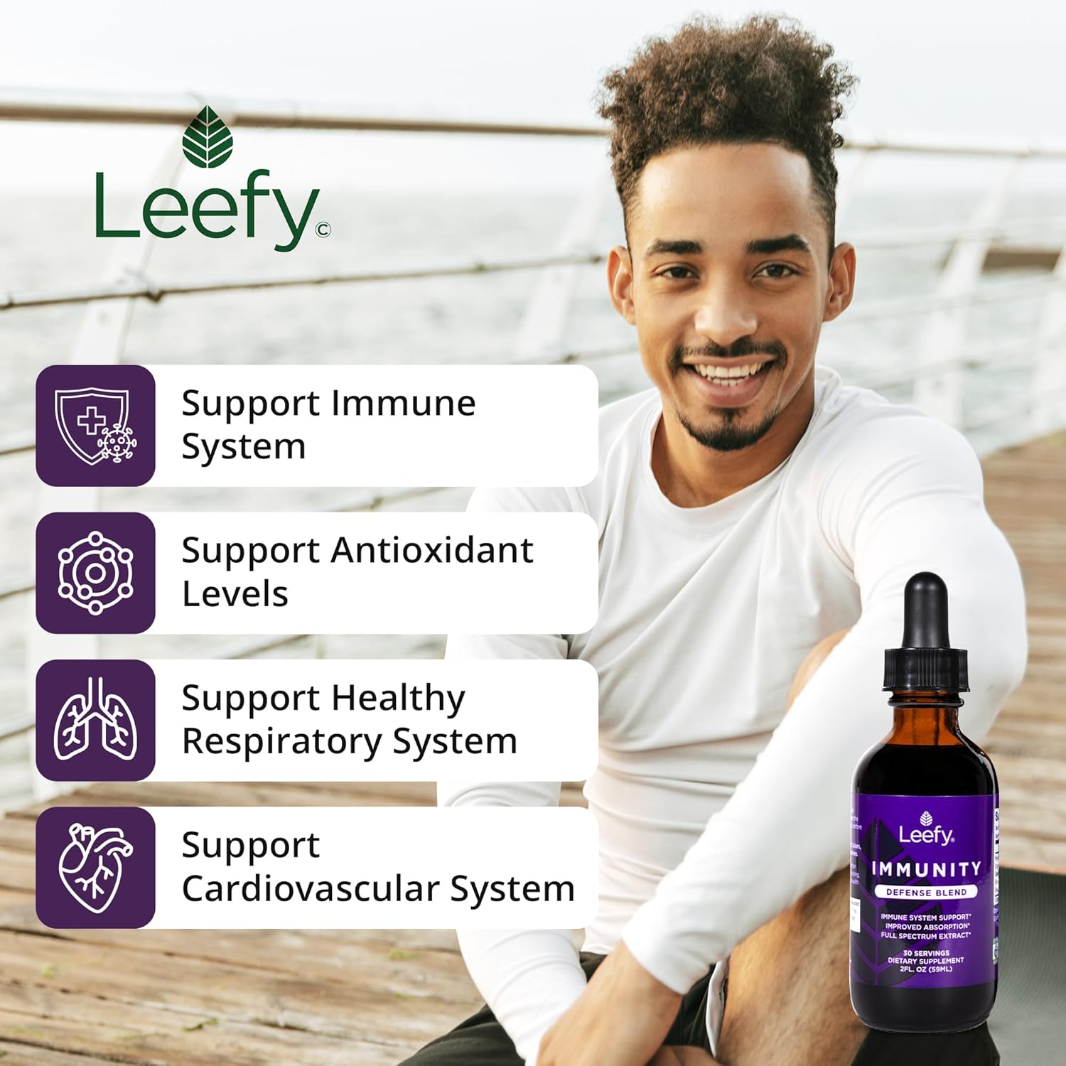 Leefy Organics Immunity Defense Blend - Organic Immune Support Supplement, Fast Absorbing Immunity Supplement, Immune Boosters for Adults, Immune Boost, Immune System Booster, Immunity Boost - 2 Oz