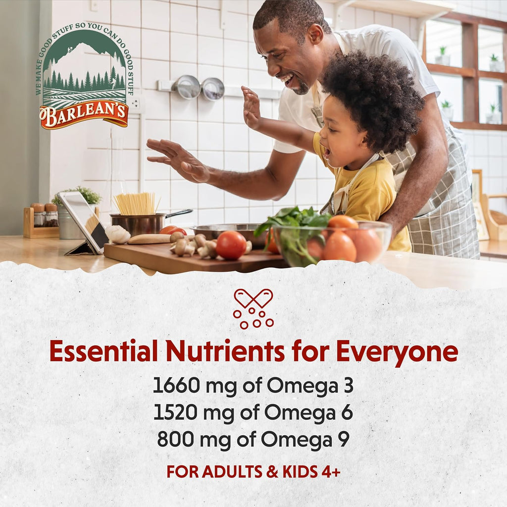 Barlean's Liquid Flaxseed, Borage and Algae Oils Omega 3 Supplement, Pomegranate Blueberry Flavor, Vegan EPA and DHA, Flax and Borage Seed Oil with 3,980 mg of Omega-3-6-9, 16 oz