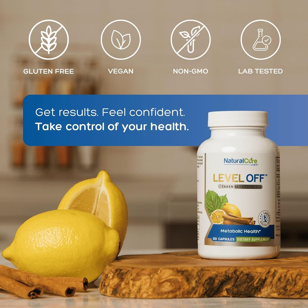 Natural Cure Labs Level Off Anti Spike Formula Glucose Supplement – Capsules for Metabolic Health, Helps Moderate Glucose Spikes, Vegan, Non-GMO, Gluten Free (240 Count (Pack of 2))