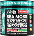 Clean Nutra Sea Moss Capsules with Ashwagandha, Black Seed Oil, Burdock Root, Bladderwrack, Moringa, Chlorella, Spirulina, Turmeric, Elderberry, Amla – 90 Vegan Capsules – MiracleMin