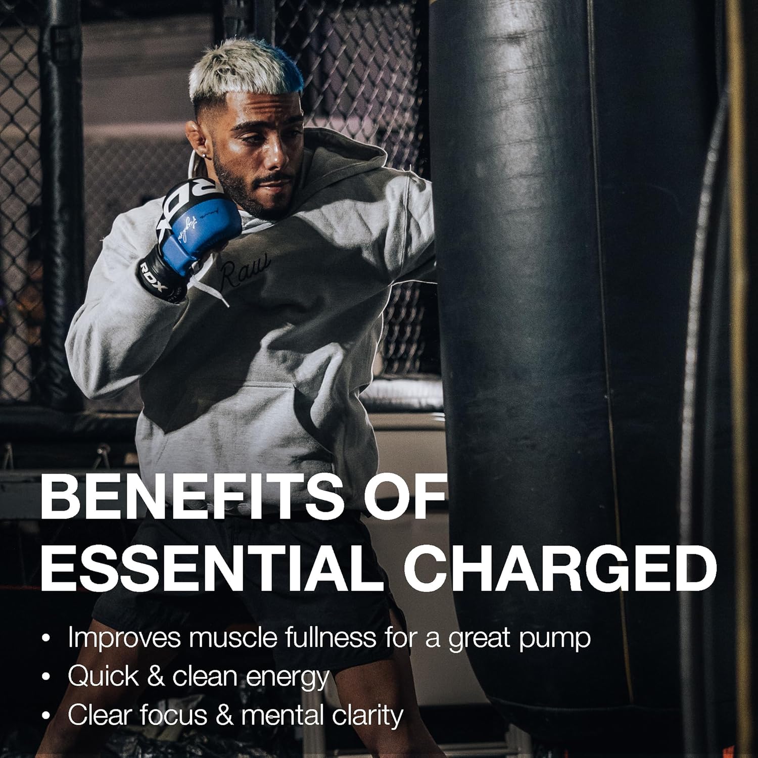 RAW Pre-Workout Powder, Essential CHARGED (Sour Watermelon) - Preworkout Supplement for Men & Women - Supports Focus, Mood & Performance - Caffeine, Alpha-GPC, L-Citrulline, Beta Alanine (25 Servings)