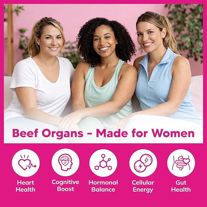 aSquared Nutrition Beef Organ Supplement for Women - Grass Fed Liver Capsules - Ovary, Uterus, Kidney & Heart - Female Superfood - Women's Complex Pills for Energy & Health