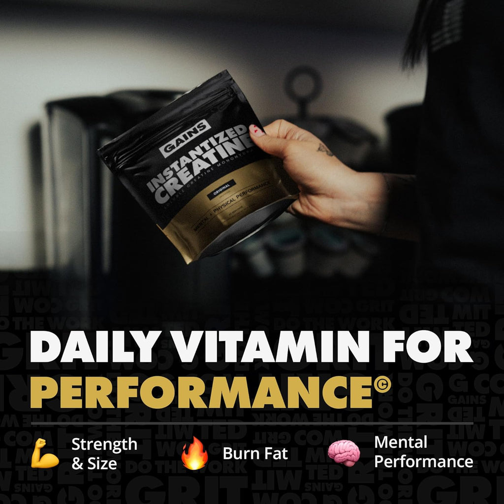 Gains in Bulk Instantized Creatine Monohydrate for Women and Men, Soluble Creatine Powder, Supports Muscle Building, Strength and Performance, Bodybuilding Supplements, Unflavored, 30 Servings