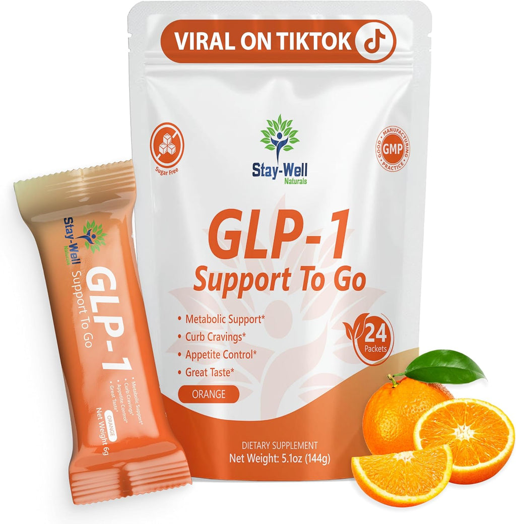 GLP-1 Supplement | Natural GLP-1 Production | GLP 1 Booster Drink Mix to Control Appetite and Cravings | Great Tasting Metabolic Support - Yerba Mate, Garcinia Cambogia, Berberine [Orange]
