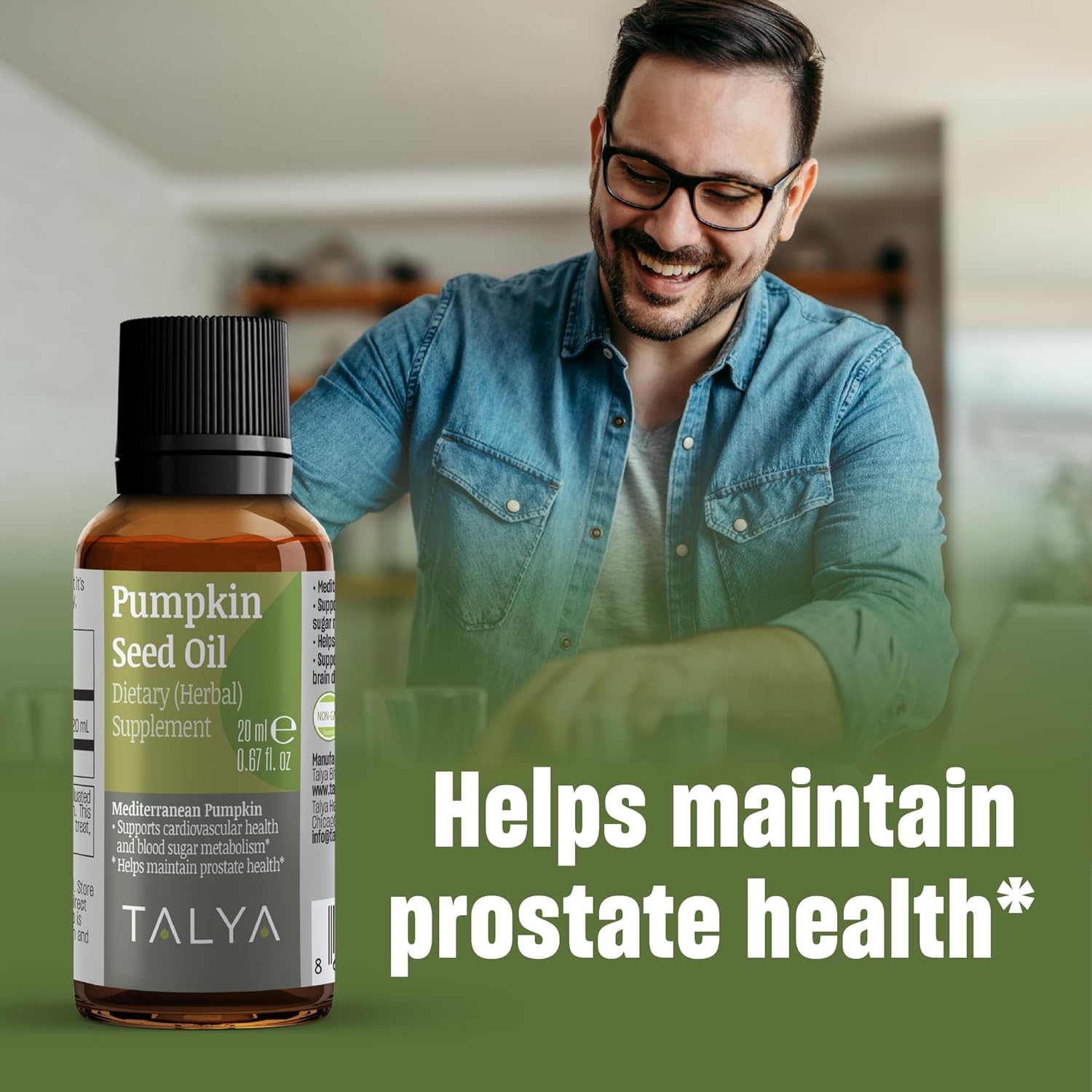 Pumpkin Seed Oil - Liquid Drops - Supports Prostate Health* - for Hair Growth & Skin Health | Cold Pressed | Vegan, Non-GMO, Gluten Free | 0.67 fl.oz
