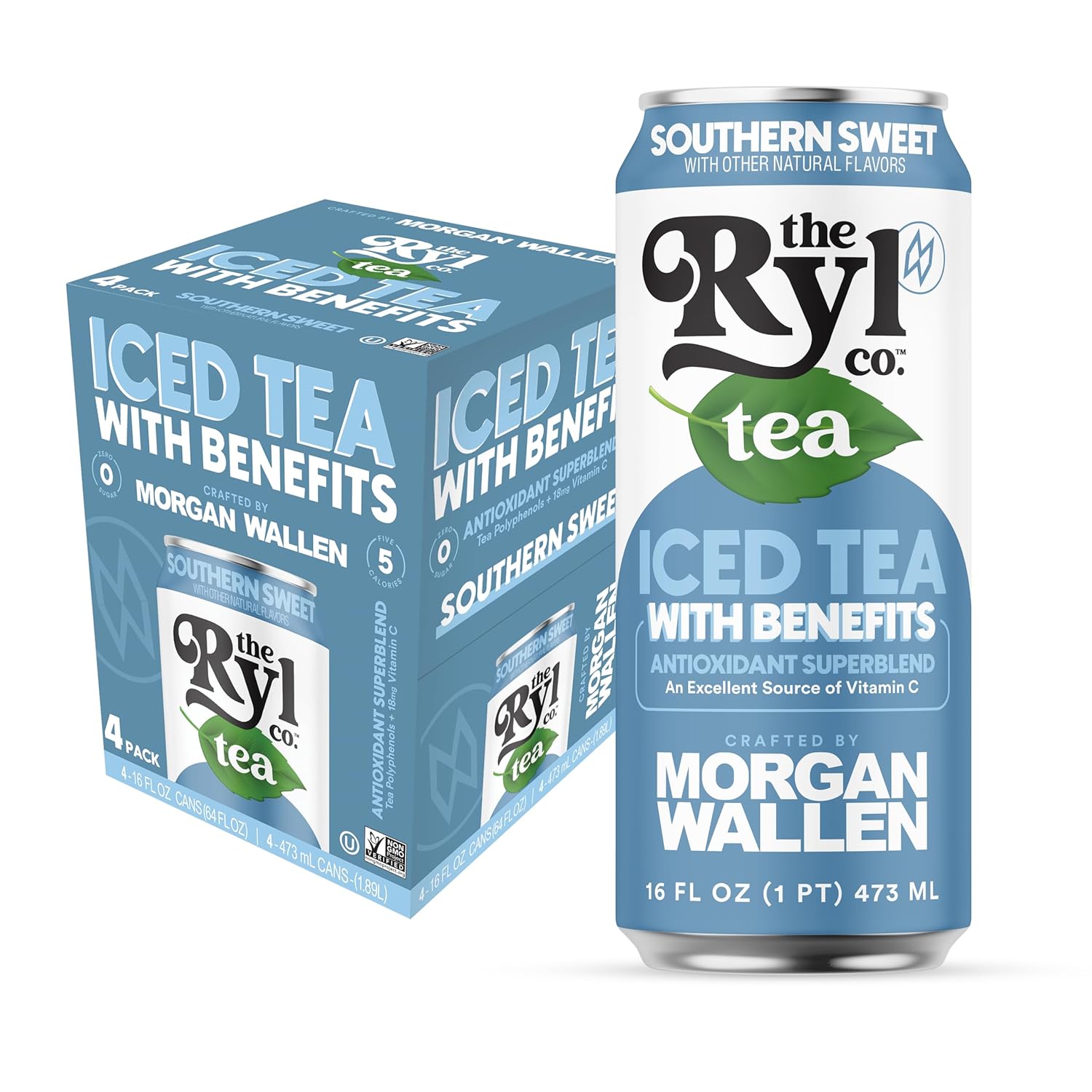 Ryl Iced Tea, Wallen's Sweet, Antioxidant Superblend, Zero Sugar, Low Carb, Low Calorie Iced Tea, 16.0 Fl Oz (4-Pack)