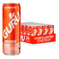 GURU Peach Mango Punch Organic Energy Drinks, Clean Energy Drink with Plant Based Natural Caffeine from Green Tea + Focus with L Theanine, Gluten Free and Vegan, 140MG Caffeine, 12oz (Pack of 24)