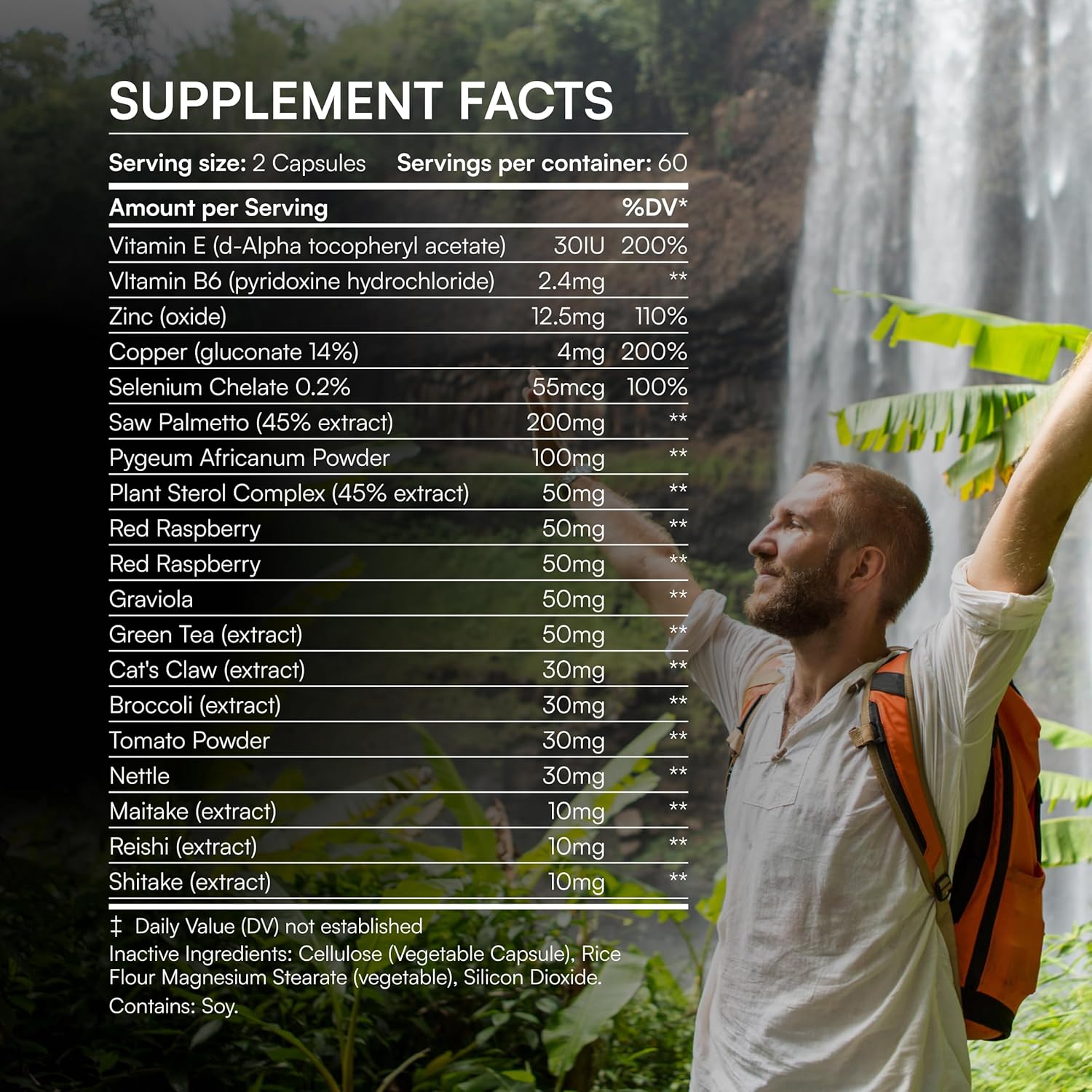 ENERGI Prostate Support Supplement with Saw Palmetto for Men & Women, 200mg Saw Palmetto, 100mg Pygeum Supplement, Pumpkin Seed, Prostate Health Supplements, 120 Capsules