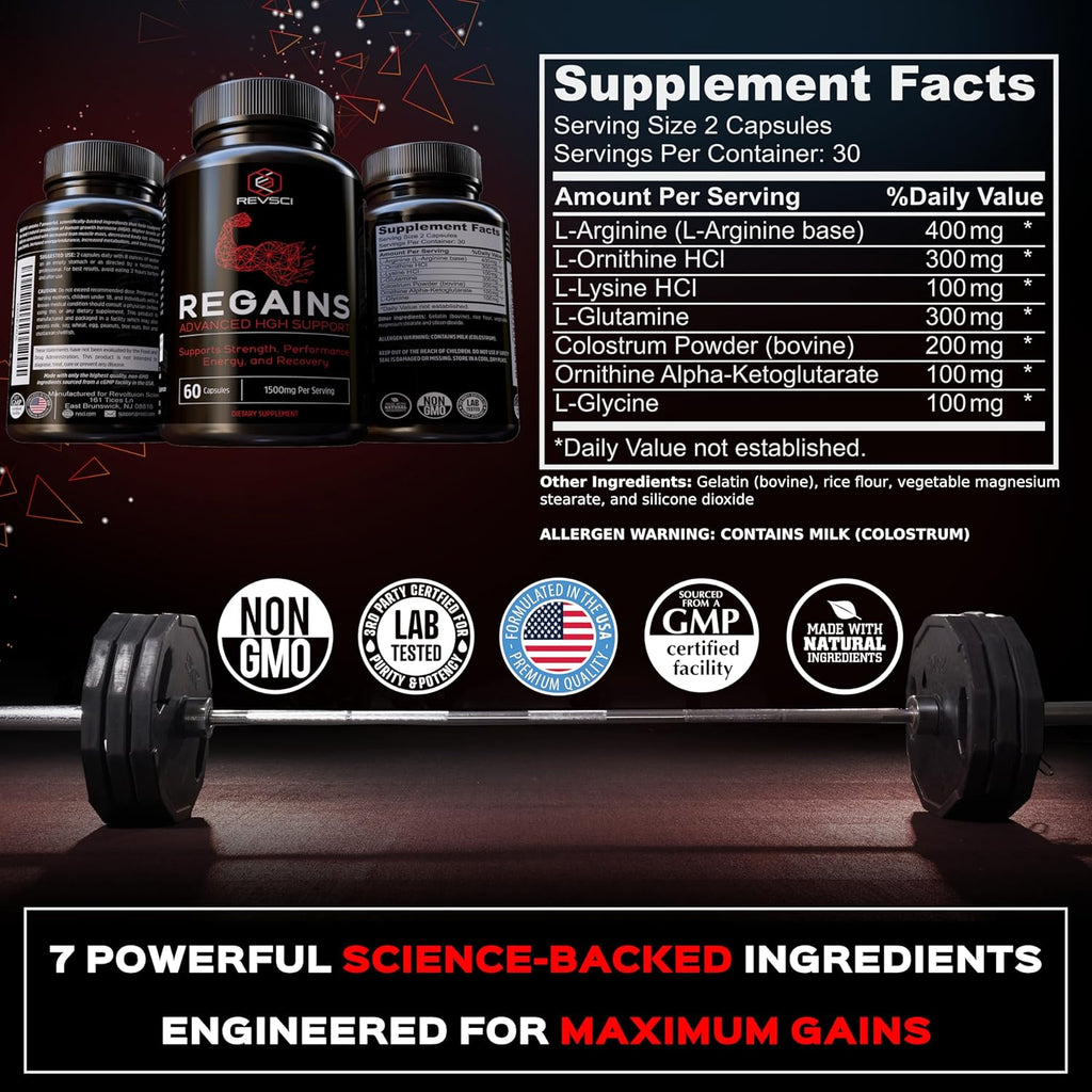 HGH Supplements for Men & Women - Regains Natural Anabolic Muscle Growth Building & Human Growth Hormone for Men, Muscle Builder for Men, Muscle Recovery Post Workout Supplement, 60 Protein Pills