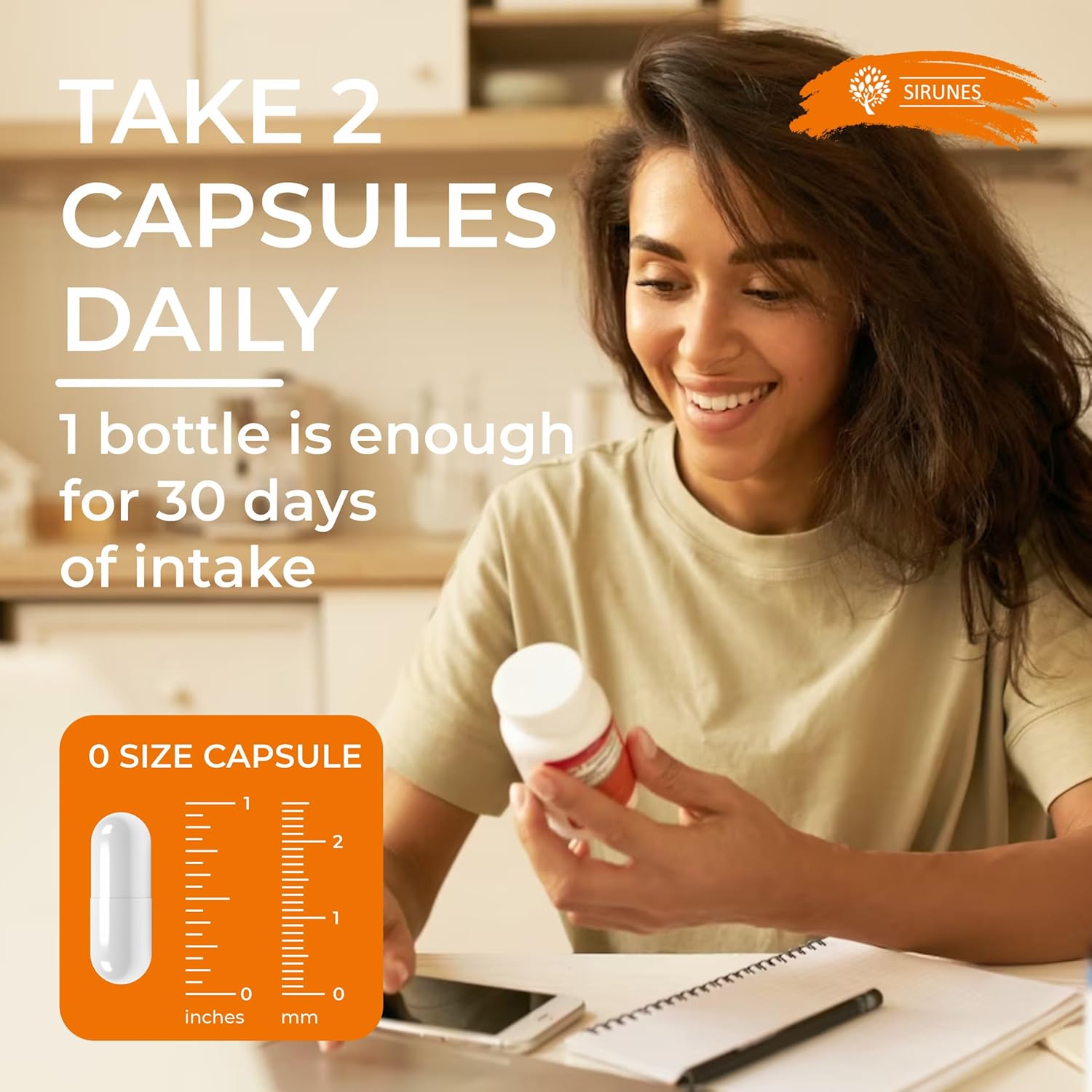 SIRUNES Fish Collagen Peptides Capsules – 100 Capsules | Fish Collagen Peptides | Supports Hair, Skin, Nails, Joints & Bones | Gluten-Free, Non-GMO | Made in USA