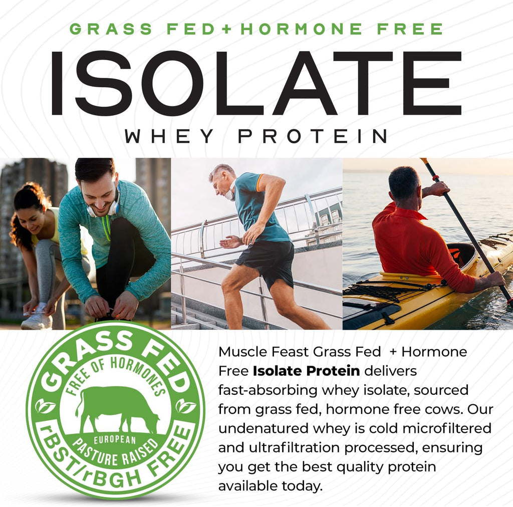 Muscle Feast Grass-Fed Whey Protein Isolate, All Natural Hormone Free Pasture Raised, Whey Isolate Protein Powder for Men and Women, Clean, Non-GMO & Gluten-Free, Isolate Protein - Unflavored, 1lb