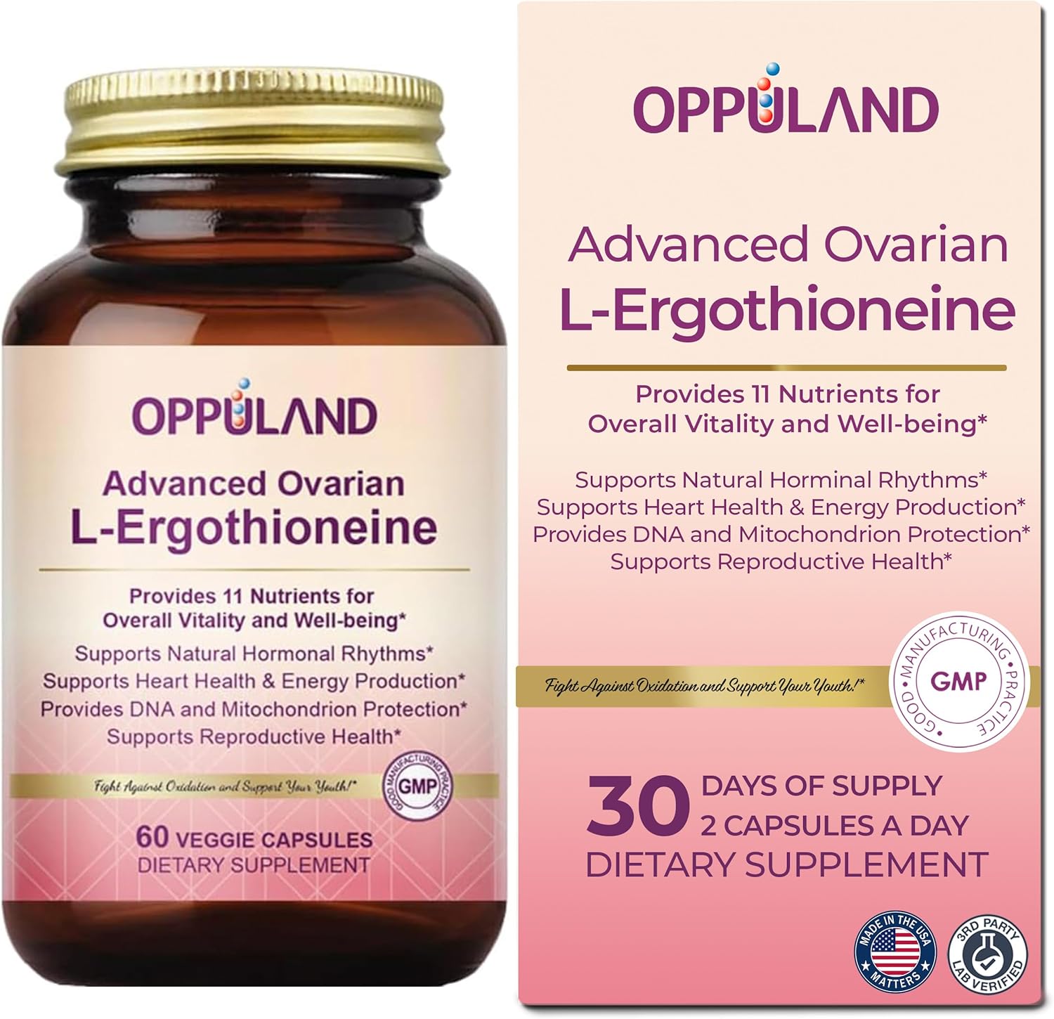 L-Ergothioneine Supplement for Women – Advanced Ovarian Support with Inositol, CoQ10, Vitex, and Multivitamins – Supports Fertility, Ovulation, Hormone Balance – 30 Servings