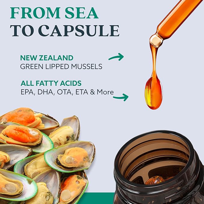 GLX3 Joint Support Extra Strength Omega-3 Supplement | Premium New Zealand Green Lipped Mussel Oil - Comfort, Flexibility, Muscle Recovery - ETA EPA DHA Omega 3 Capsules 2 Month