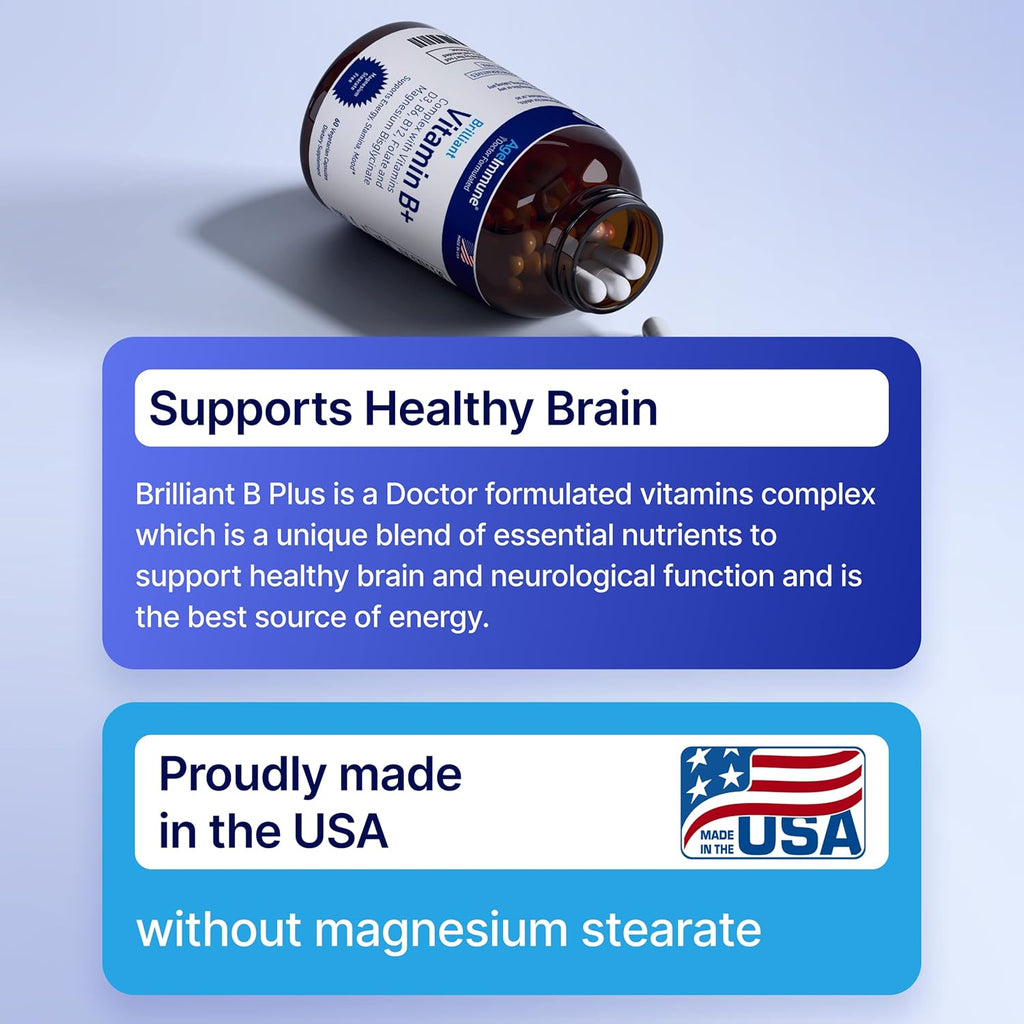 Vitamin B Complex with Vitamin D3 B12 B6 Magnesium Bisglycinate and Folate as Methylfolate - Doctor Formulated Methylated B Complex Supplement – 60 Capsules - Without Niacin