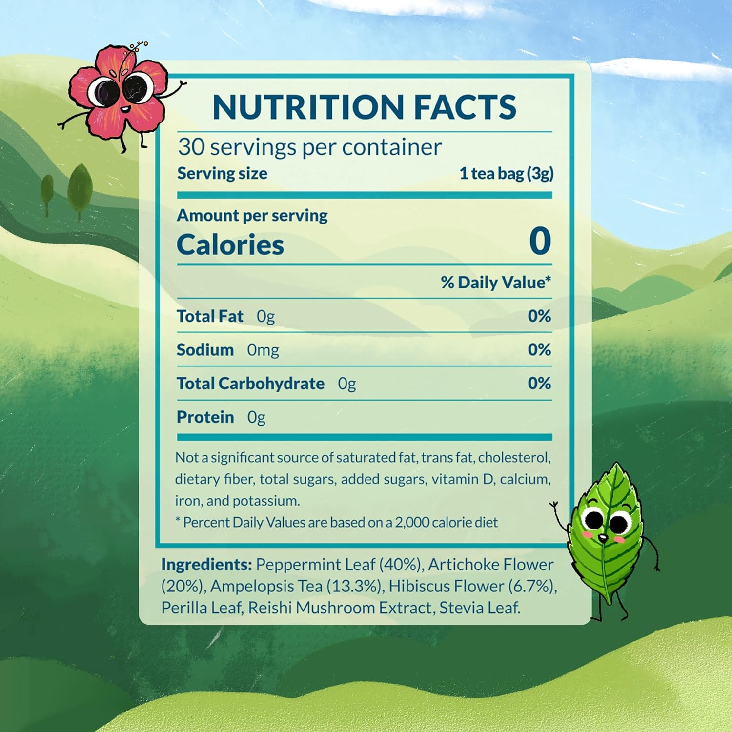 LoveinTea Peppermint Herbal Tea Bags, Caffeine-Free, 100% Natural Vietnamese Peppermint Blend, Plant-Based Pyramid Bags, 30 Count