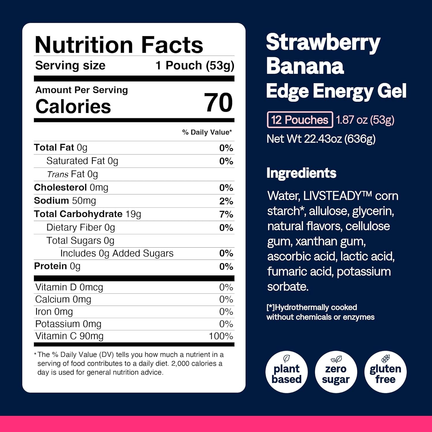 UCAN Edge Energy Gel Shots, Strawberry Banana (12, 2 Ounce Packets) for Running, Training, Workouts, Fitness, Cycling, Crossfit | Sugar-Free, Vegan, & Keto Friendly Energy