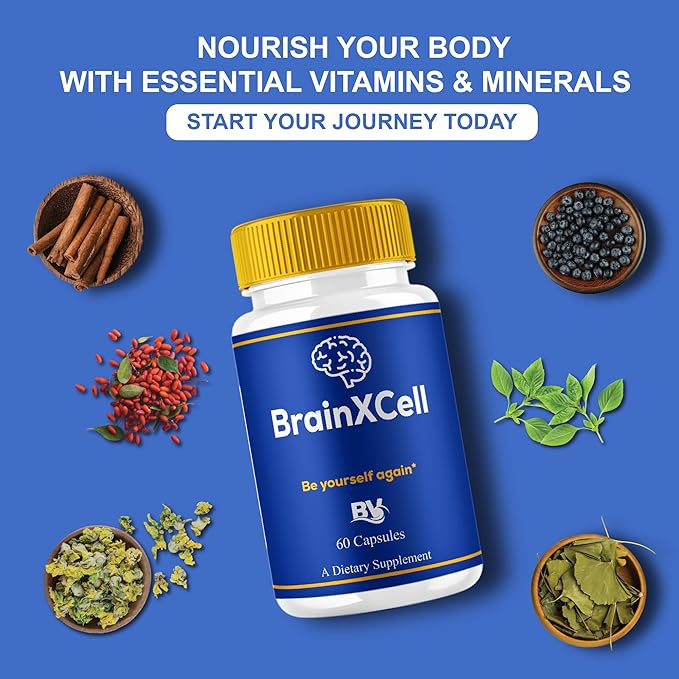 BLUE VIBE Brainxcell Capsules, Brain x Cell Advanced All Natural Memory & Focus Support Supplement Pills, Brainxcell Maximum Strength Premium Brain and Memory Support Pills (5 Pack - 300 Capsules)