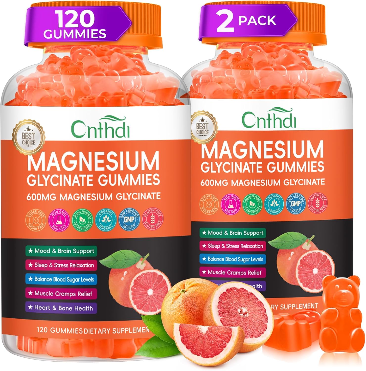 Magnesium Glycinate Gummies for Women, High Absorption Magnesium Complex Gummies with L-Threonate, Calcium, B6, D3, Chews Gummy, Relaxation, Stress Relief, Night Rest for Adults