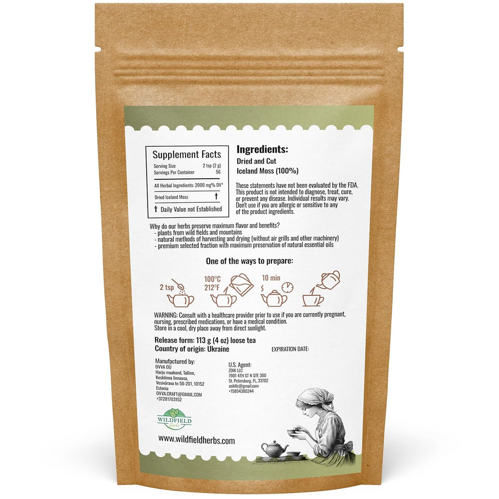 4 oz. Icelandic Moss Iceland Moss Herbal Tea (Cetraria Islandica) - 113g Herb Tea Liquen De Islandia