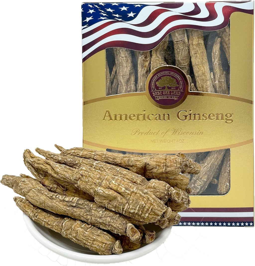 Wisconsin American Ginseng, American Wisconsin Ginsengss Slices Root 西洋参/花旗参 Energy for Men & Women Ginseng in Soup, Tea Smoothies 4 Ounce Box of 1 Medium Long-Branch
