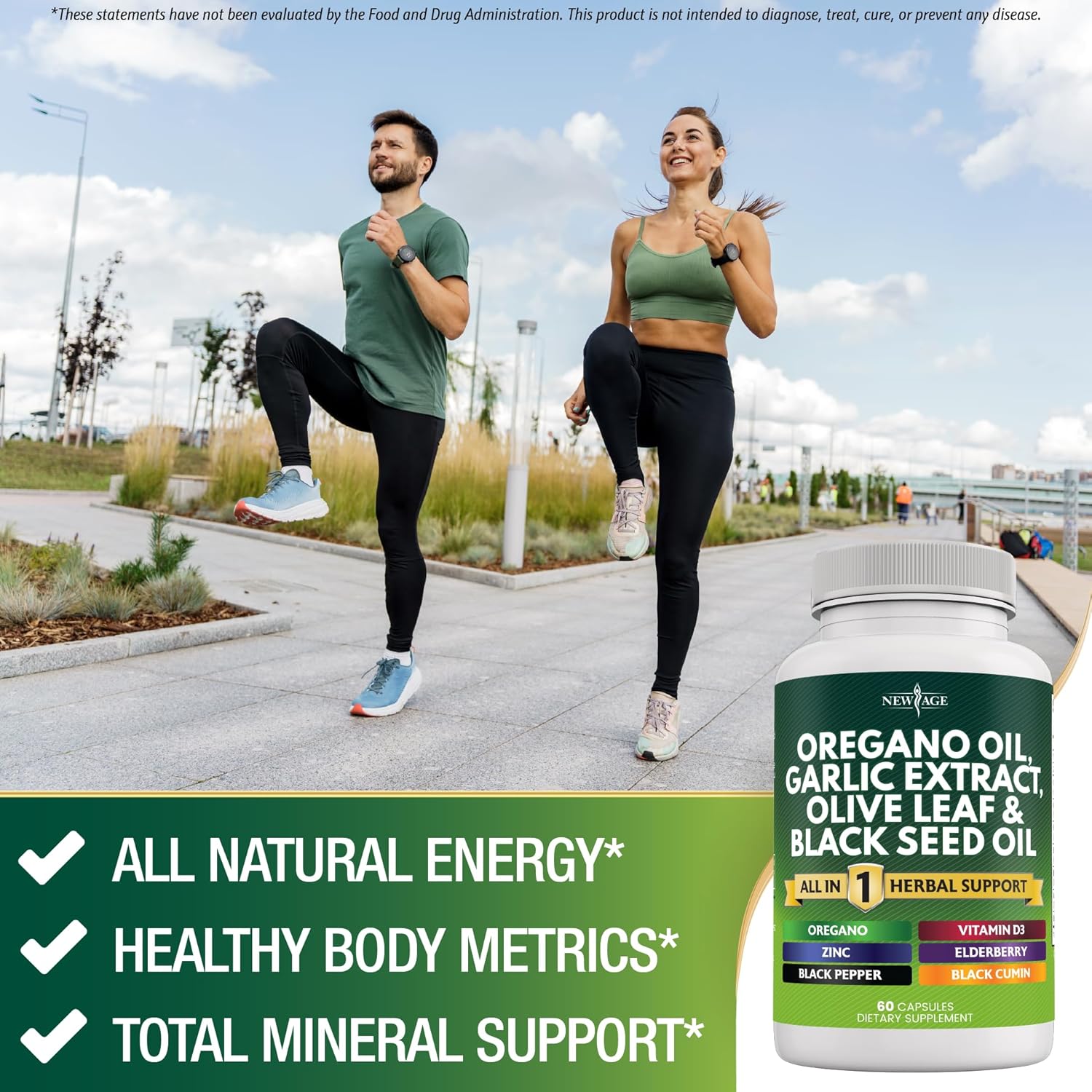 NEW AGE Oregano Oil Garlic Extract Olive Leaf with Astragalus - Supplement for Women and Men - 120 Count