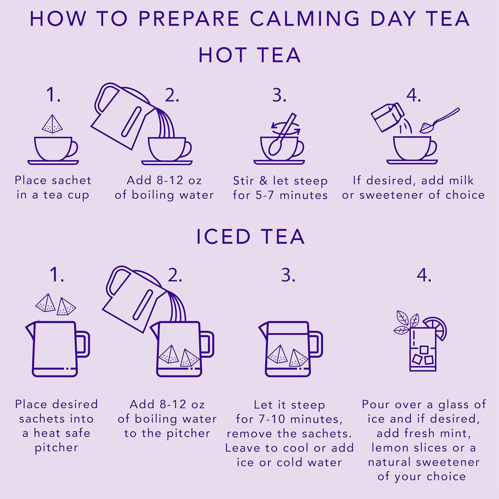 Calming Day Herbal Tea (1.65 oz, Pack of 18 Tea Bags) – Relaxing Caffeine-Free Tea with Lavender, Rosehips and Lemongrass – Gift for focus, clarity, relaxation and wellness