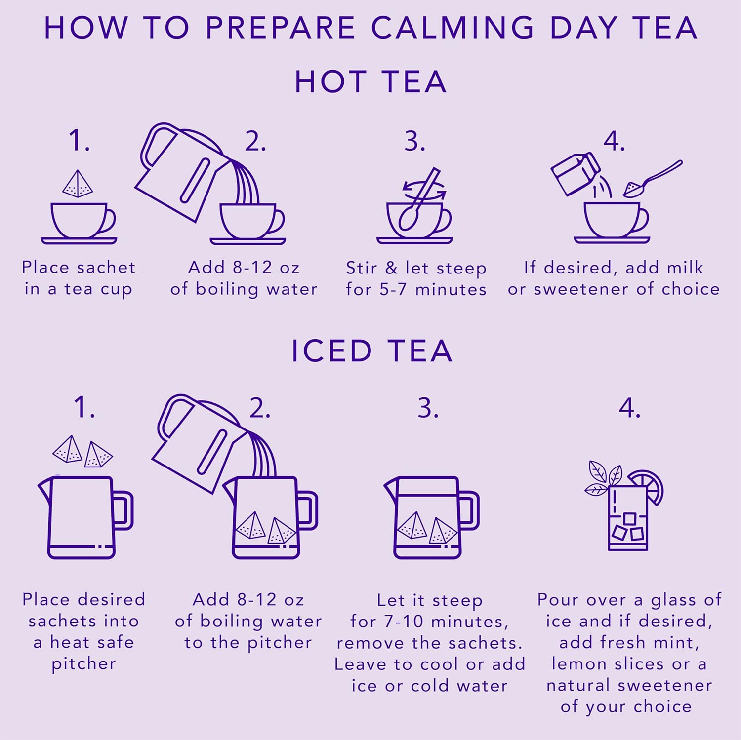 Calming Day Herbal Tea (1.65 oz, Pack of 18 Tea Bags) – Relaxing Caffeine-Free Tea with Lavender, Rosehips and Lemongrass – Gift for focus, clarity, relaxation and wellness