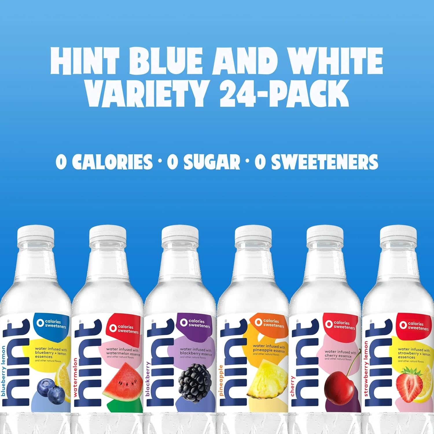 Hint Bottled Water, Best Sellers Variety Pack Bundle - Purified Flavored Water with Zero Calories, Sugar Free, Natural Flavors - 16 Fl Oz (Pack of 24)