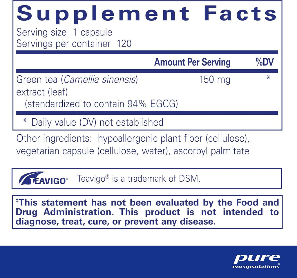 Pure Encapsulations Teavigo | Hypoallergenic Supplement with Caffeine-Free Green Tea Extract to Provide Antioxidant and Cellular Support* | 120 Capsules