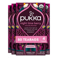 Pukka Night Time Berry Organic Herbal Tea, Soothing Infusion With Chamomile, Lavender & Elderberry, Tea Gift Set For Bedtime Relaxation, Caffeine Free, 80 Total Bags (20ct - Pack of 4)