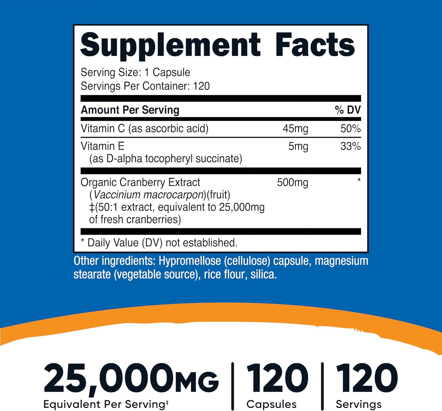 Nutricost Cranberry Extract 25,000mg (120 Servings) 2 Bottles with Vitamin C and Vitamin E