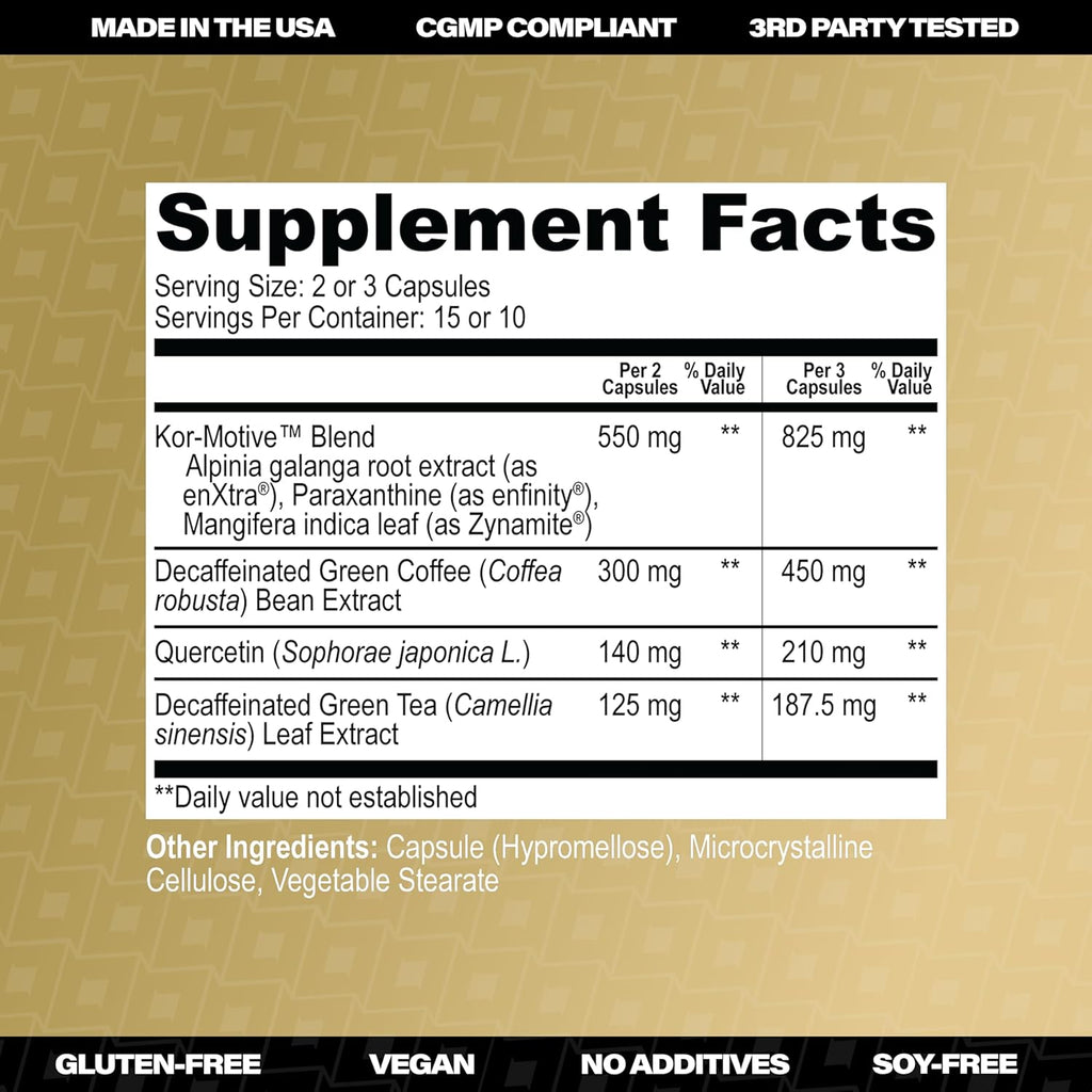 Korrect Clean Energy Supplement for Men & Women | Mental Clarity, Nootropic| Paraxanthine, Sustained Attention| Jitter-Free Stamina |3rd Party Lab Tested, Non-GMO, cGMP Certified 30 Capsules