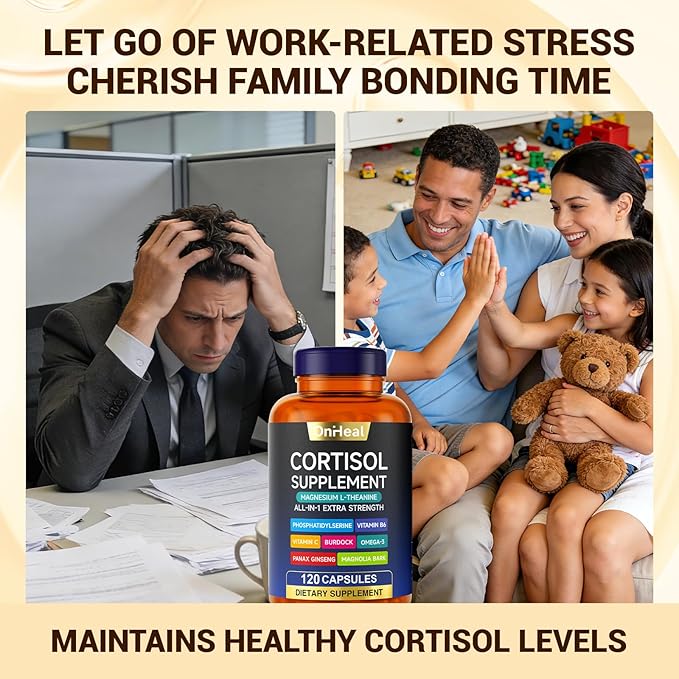Cortisol Reducer, Cortisol Supplements for Women/Men, Natural Manager Supplement, Daily Relaxation Support for Stressful Days & Post-Workout Recovery, Stress Relief, Mood, Calm & Restful Sleep