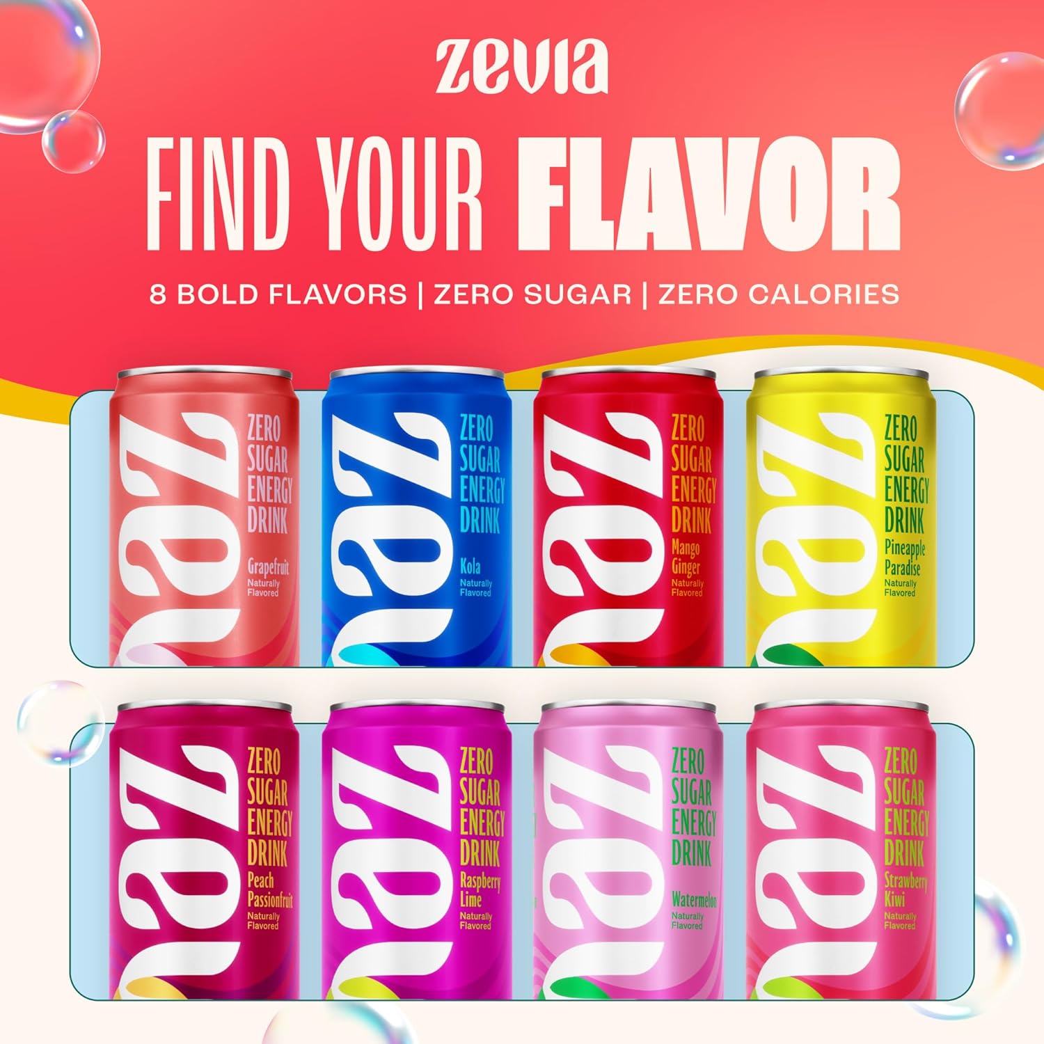 Zevia Zero Sugar Energy Drink, Grapefruit, 12 oz Cans (12-Pack) – Naturally Sweetened, Non-GMO Project Verified, Gluten-Free, Vegan