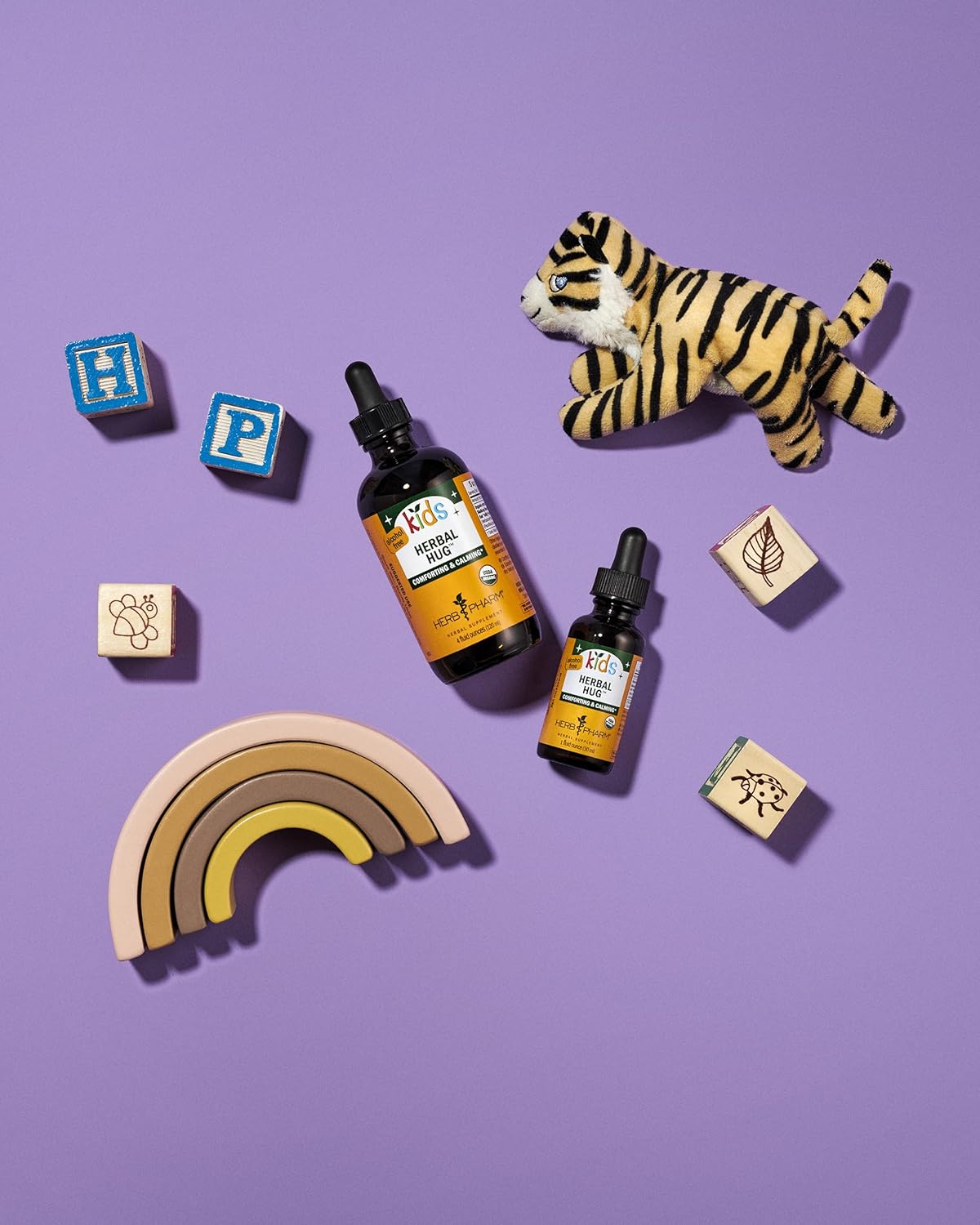 Herb Pharm Organic Kids Herbal Hug: Nervous System Support with Skullcap, Passionflower, Mullein & Oat Seed | Fast-Absorbing & Alcohol-Free, Kid-Friendly Taste, Extract for Kids, 1 oz*