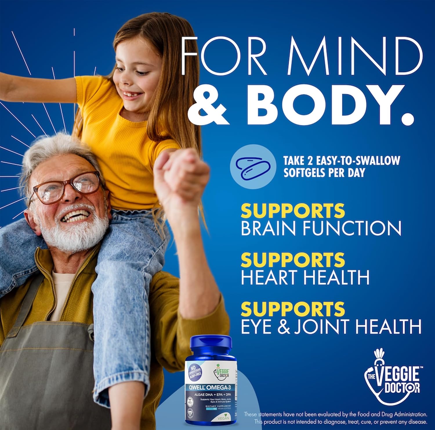 Vegan Omega 3 Supplement – Algae Omega 3 with DHA EPA DPA – Vegan Capsules from Algal – Fish Oil Alternative – Plant-Based Algae Oil Formula – Non-GMO, Carrageenan-Free (180 Capsules, 3 Month Supply)