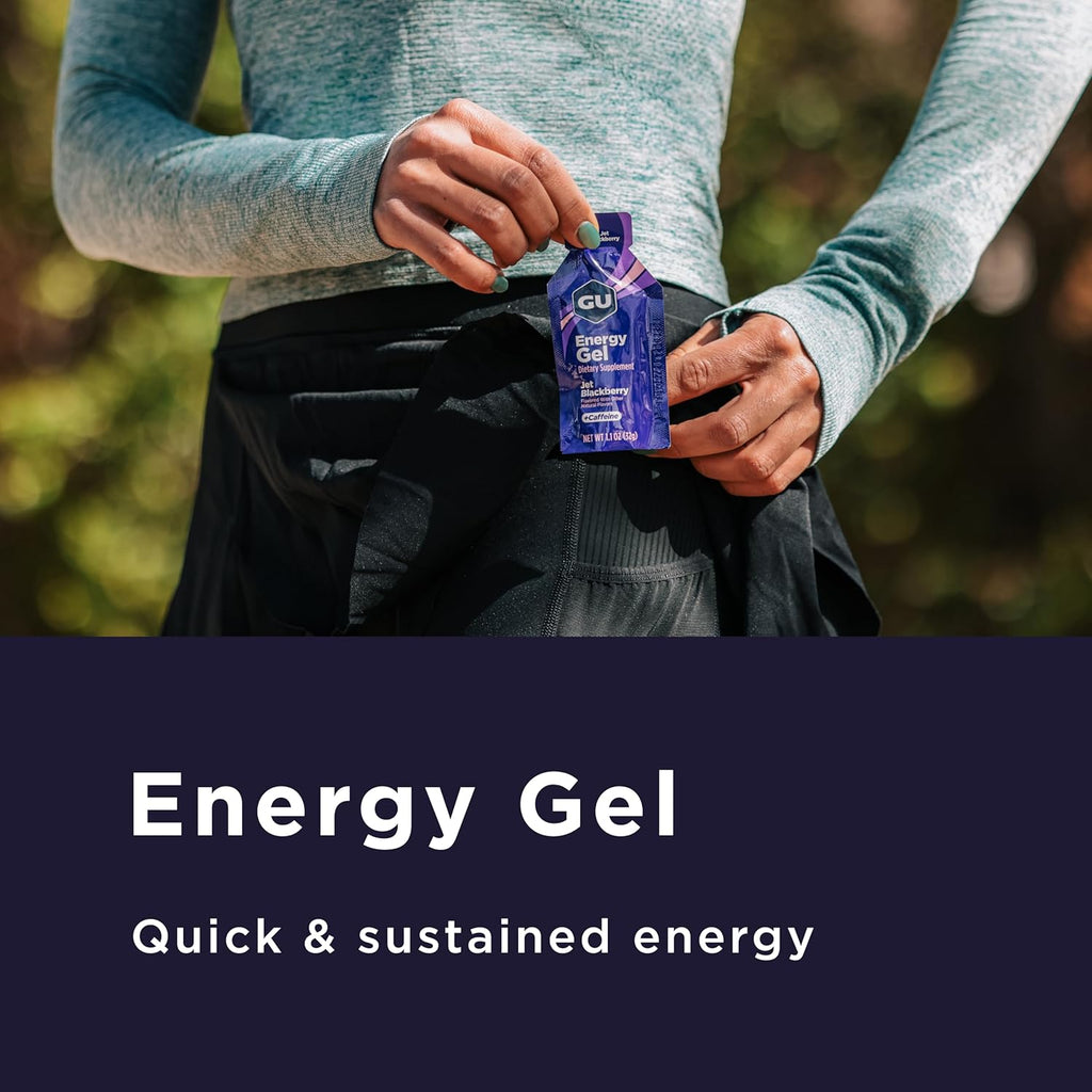 GU Energy Original Sports Nutrition Energy Gels, 24-Count, Vegan, Gluten-Free, Kosher, and Dairy-Free On-the-Go Energy for Any Workout, Assorted Caffeine-Free Flavors Variety Pack