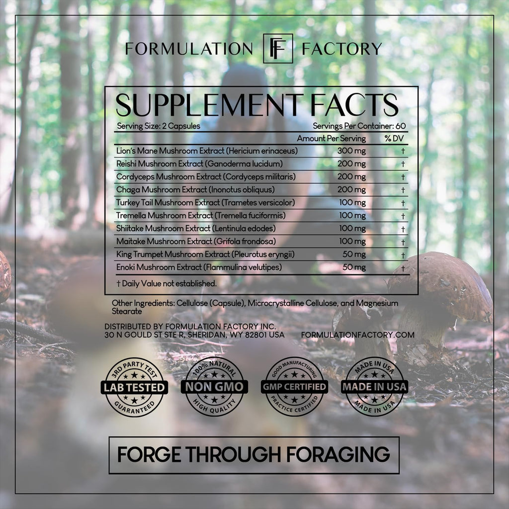 Shroom Vroom: 10-in-1 Mushroom Supplement, Lion’s Mane, Reishi, Cordyceps, Chaga, Turkey Tail, Tremella, Shiitake, Maitake, King Trumpet & Enoki 240 Count (Pack of 2)