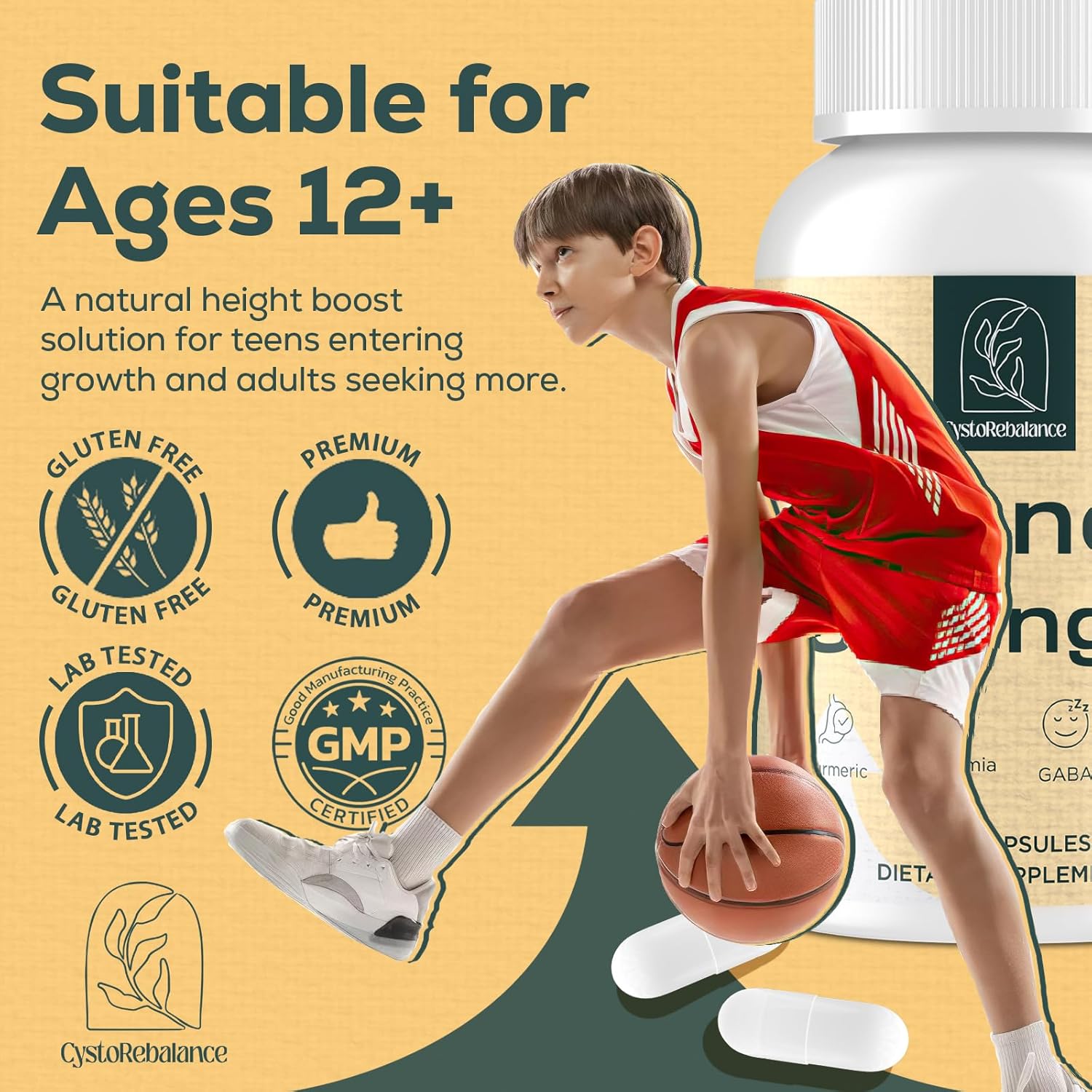 25-in 1 Bone Strength Supplement - for Natural Growth, Digestion and Stress - High Absorption - Calcium, Magnesium, Zinc, Ashwaganda and Multivitamins for Age 12+ | 60 Caps