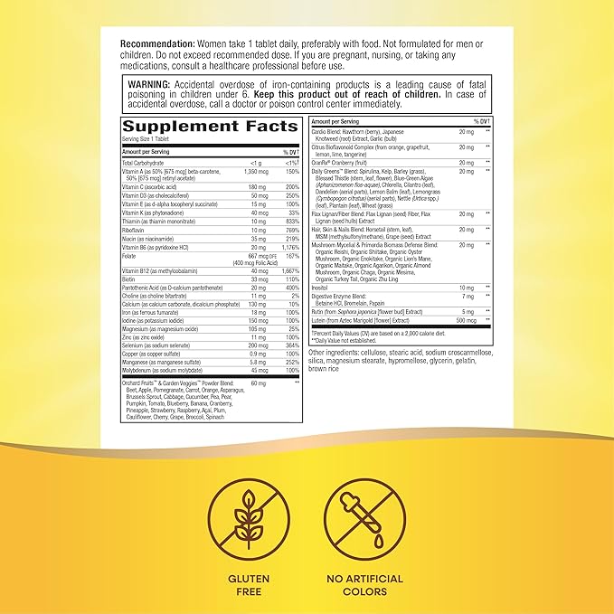 Nature's Way Alive! Women's Daily Ultra Multivitamin, High Potency Formula, Promotes Energy Metabolism and Muscle Function*, Women's Vitamins, Methylated Vitamin B12, 60 tablets