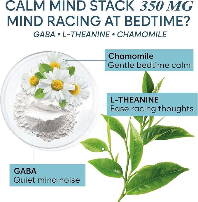 Natural Chelated Magnesium Glycinate Sleep Aid - Melatonin-Free Sleep & Stress Relief with KSM-66 Ashwagandha, GABA, L-Theanine & Chamomile for Muscle Relaxation - Made in USA - 90 Capsules