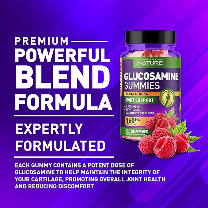 Glucosamine Gummies with Vitamin E - Advanced Joint Support Gummy Supplement, High Potency Antioxidant, Comfort for Back, Knees, Hands - 120 Gummies