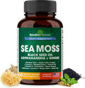 Sea Moss Capsules with Black Seed Oil Ashwagandha Ginger Burdock Root | Advanced Seamoss 60 Count | All Men Women Age