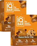 IQBAR Brain and Body Plant Protein Bars - Peanut Butter Chip - 24-Count - Keto, Vegan, Low Carb, High Fiber, Gluten Free, Dairy Free, Low Sugar Snack with Nutrients for Focus, Energy, Meal Replacement