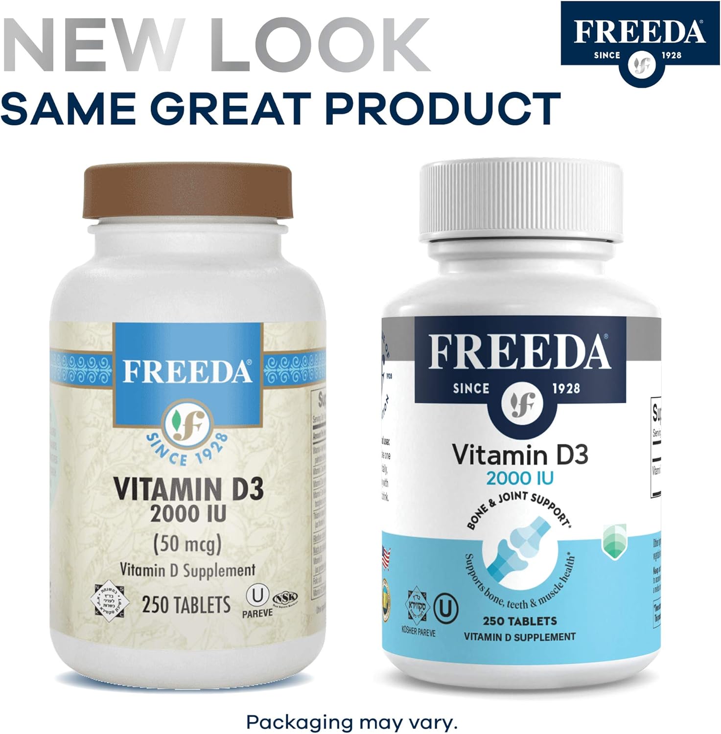 FREEDA Vitamin D3 3000 IU – High-Potency Vitamin D for Bone Strength & Immune Support – Easy-to-Swallow Tablets – 250 Tiny Tablets