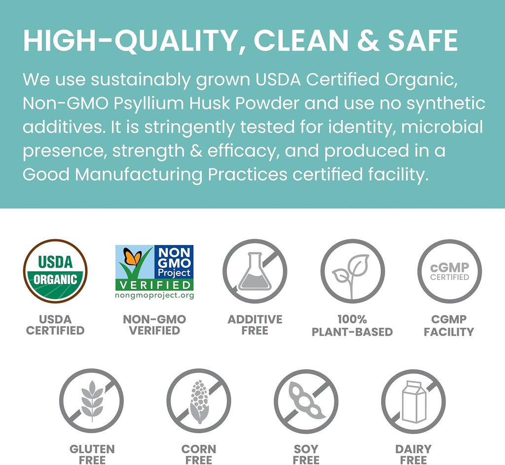 Himalaya Organic Psyllium Husk Powder, Daily Dietary Fiber Supplement, Regularity, Appetite Management, USDA Certified Organic, Non-GMO, No Artificial Colors, Unflavored, 56-Teaspoon Supply, 12 Oz