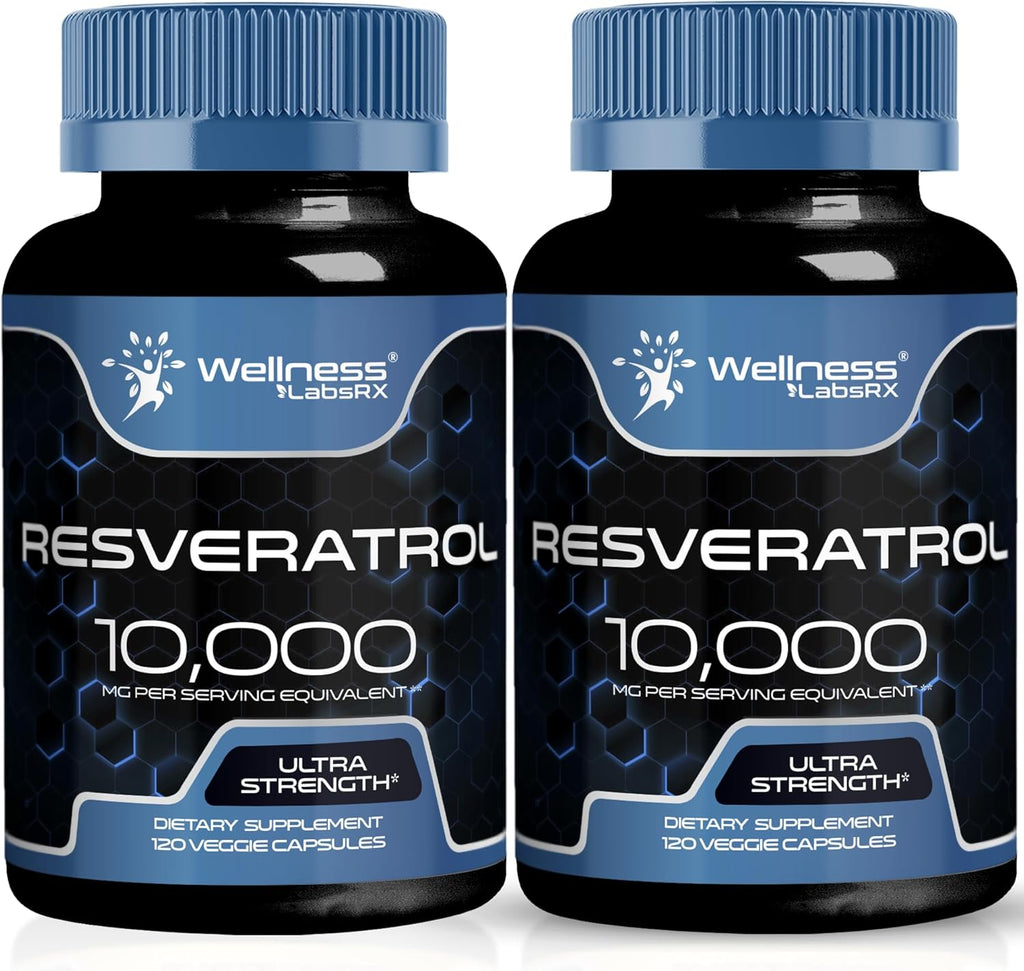 Resveratrol 1000mg Capsules - 240 Count - Japanese Knotweed Extract Resveratrol - Pack of 2